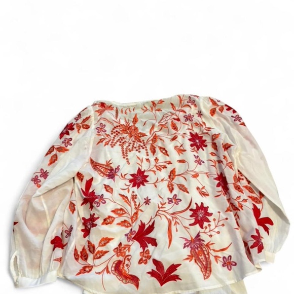 Sundance Pink & Orange Floral Embroidered Peasant Blouse Size XL - Picture 5 of 8